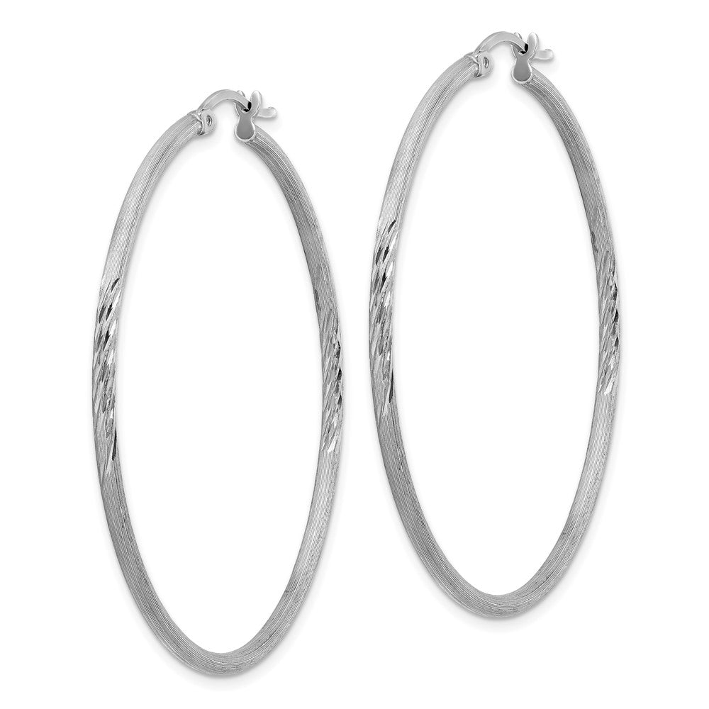 Sterlingsilber Rhodiniert 2mm Poliert/satin Diamantiert Creolen