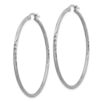 Sterlingsilber Rhodiniert 2mm Poliert/satin Diamantiert Creolen