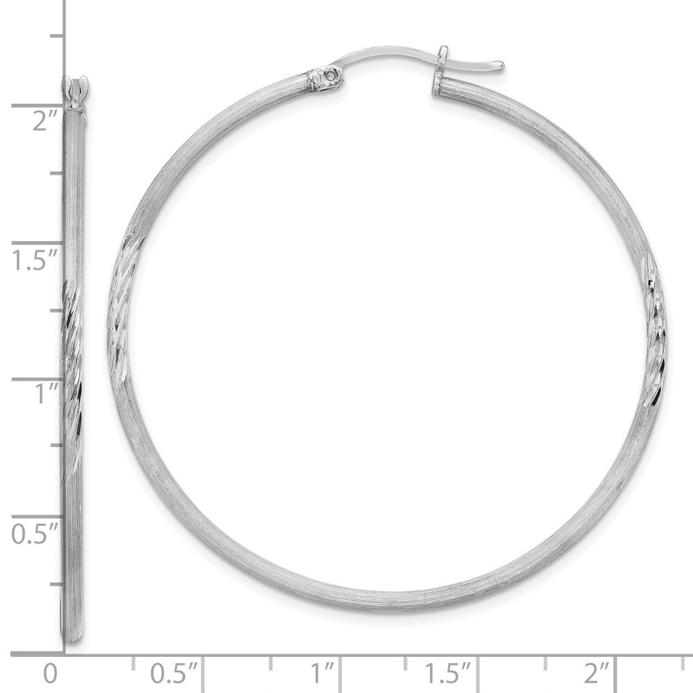 Sterlingsilber Rhodiniert 2mm Poliert/satin Diamantiert Creolen