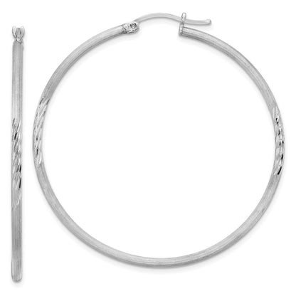 Sterlingsilber Rhodiniert 2mm Poliert/satin Diamantiert Creolen