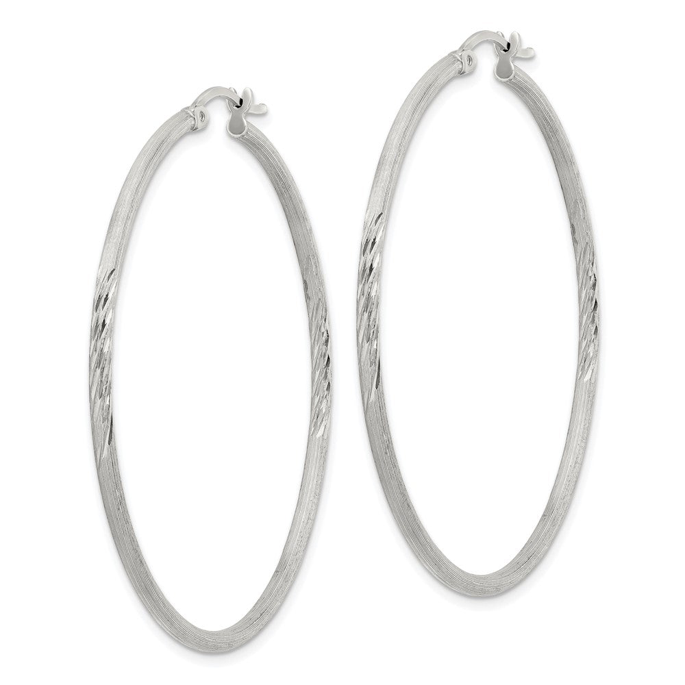 Sterlingsilber 2mm Poliert/satin Diamantiert Creolen