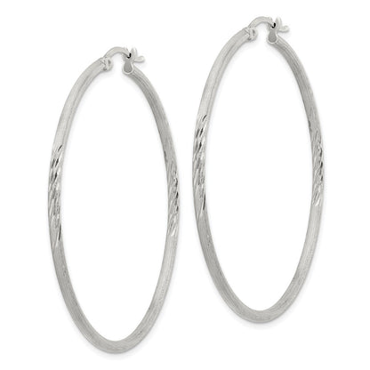 Sterlingsilber 2mm Poliert/satin Diamantiert Creolen