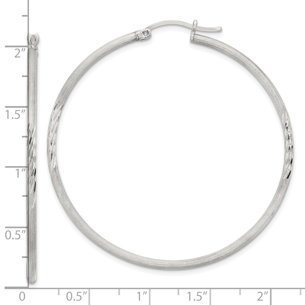 Sterlingsilber 2mm Poliert/satin Diamantiert Creolen