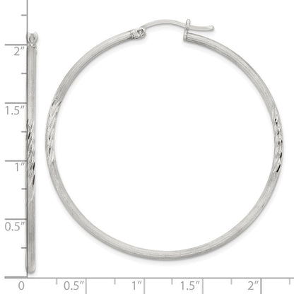 Sterlingsilber 2mm Poliert/satin Diamantiert Creolen