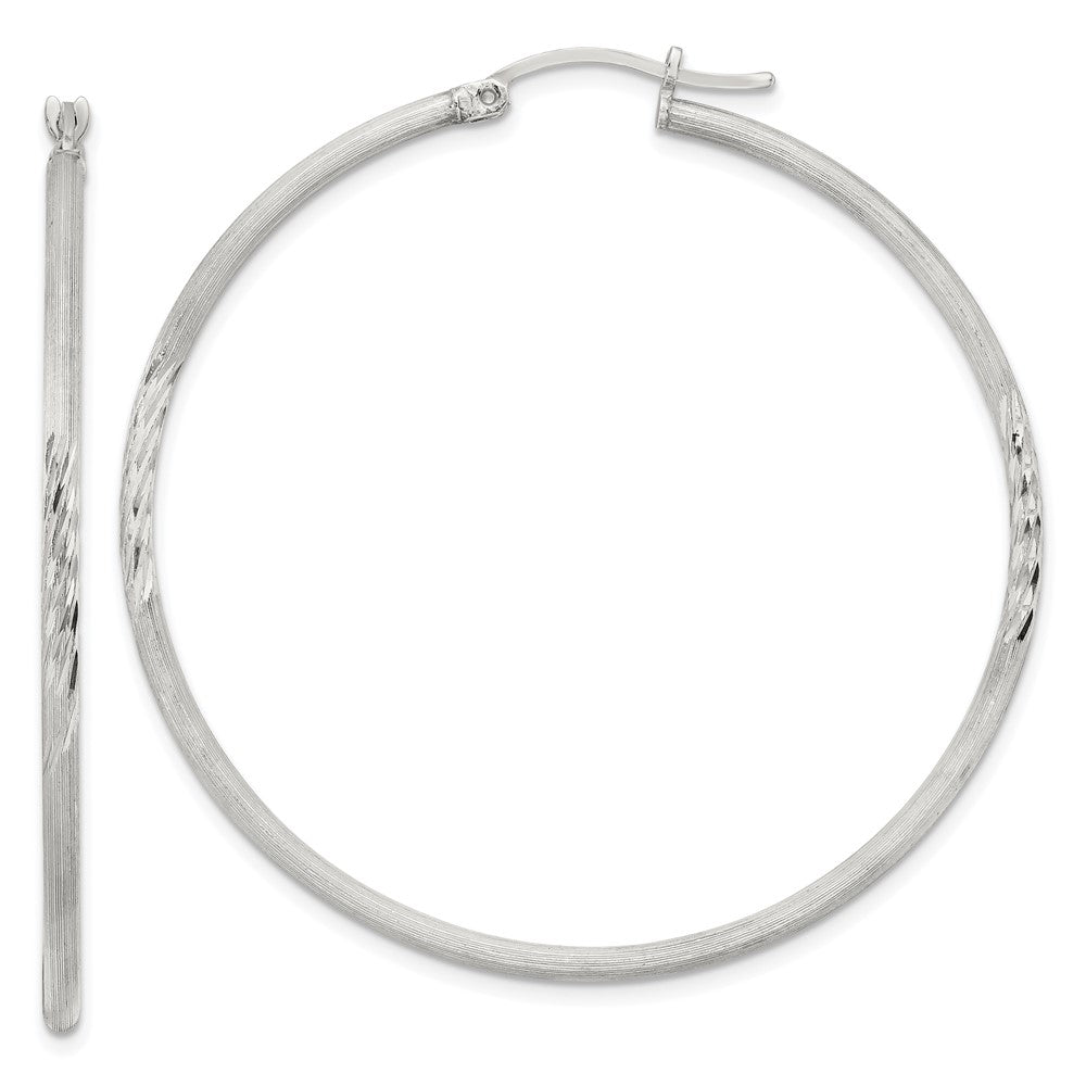 Sterlingsilber 2mm Poliert/satin Diamantiert Creolen