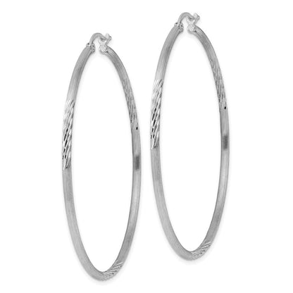 Sterlingsilber Rhodiniert 2mm Poliert/satin Diamantiert Creolen