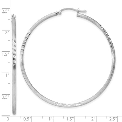 Sterlingsilber Rhodiniert 2mm Poliert/satin Diamantiert Creolen