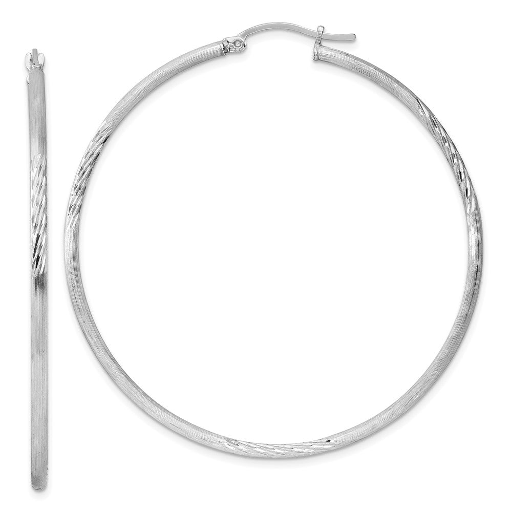 Sterlingsilber Rhodiniert 2mm Poliert/satin Diamantiert Creolen