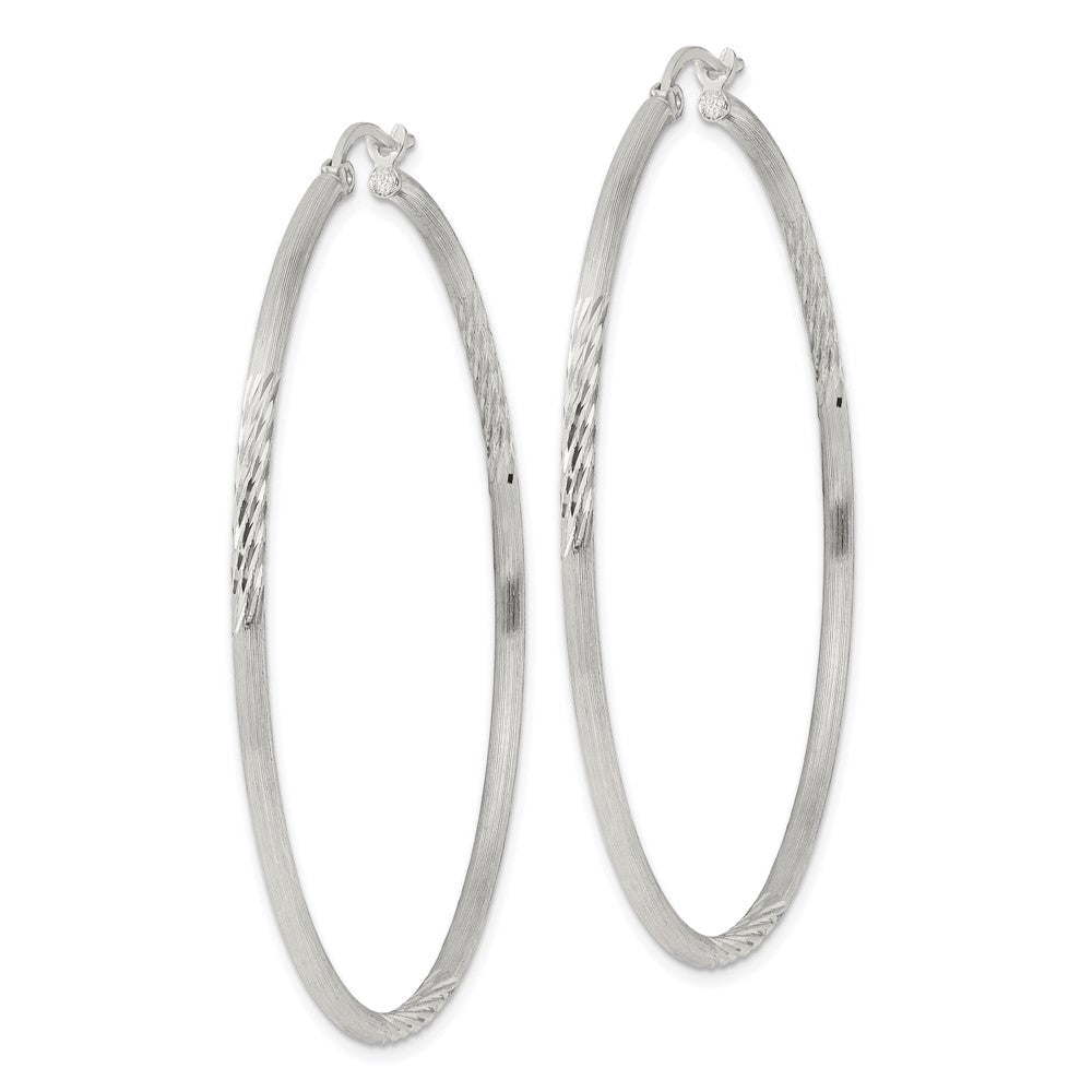Sterlingsilber 2mm Poliert/satin Diamantiert Creolen