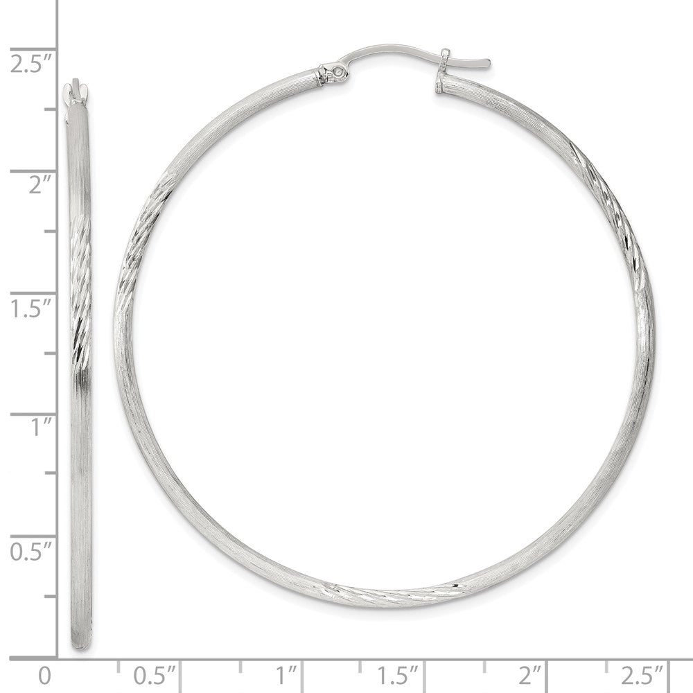 Sterlingsilber 2mm Poliert/satin Diamantiert Creolen