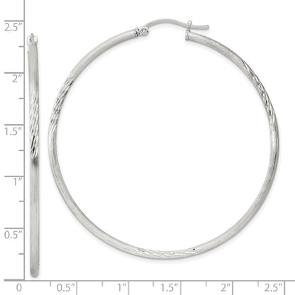 Sterlingsilber 2mm Poliert/satin Diamantiert Creolen