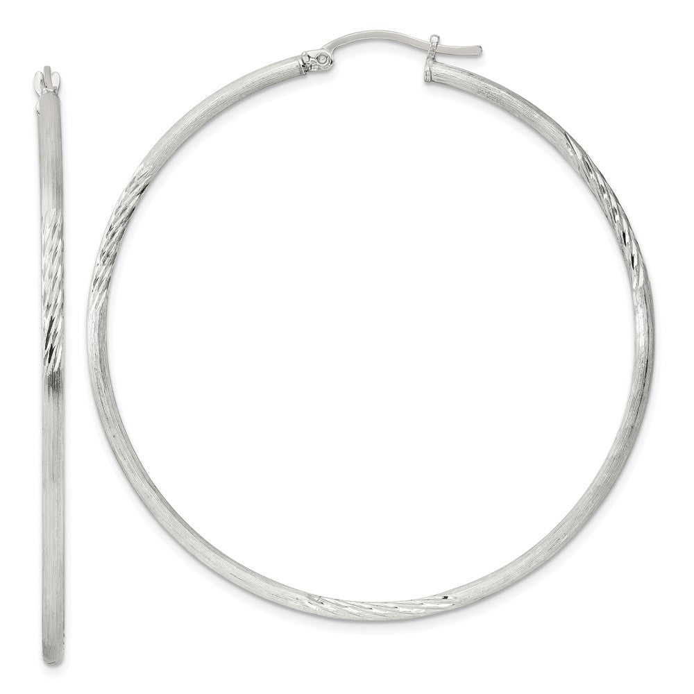 Sterlingsilber 2mm Poliert/satin Diamantiert Creolen