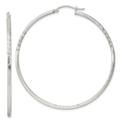 Sterlingsilber 2mm Poliert/satin Diamantiert Creolen