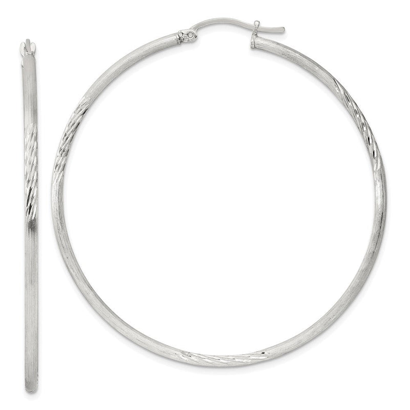 Sterlingsilber 2mm Poliert/satin Diamantiert Creolen