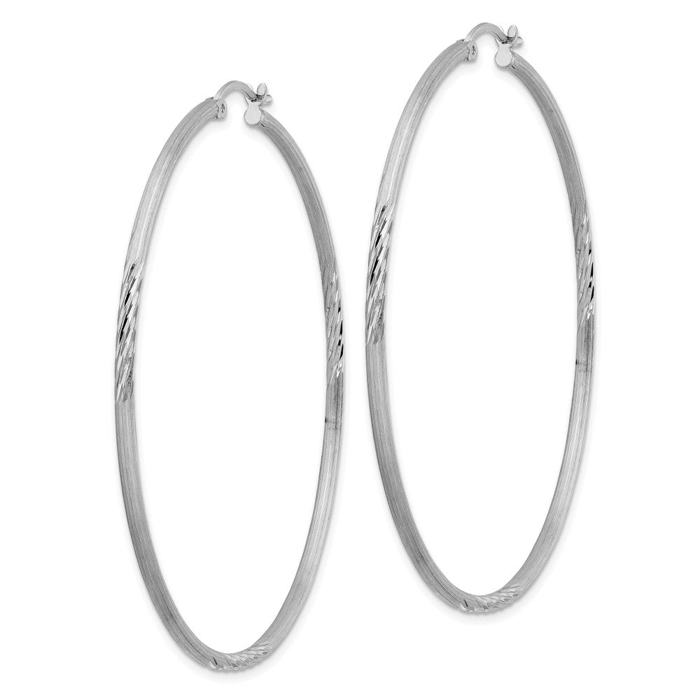 Sterlingsilber Rhodiniert 2mm Poliert/satin Diamantiert Creolen