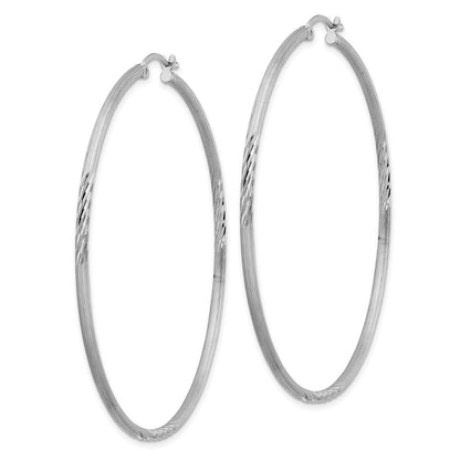 Sterlingsilber Rhodiniert 2mm Poliert/satin Diamantiert Creolen