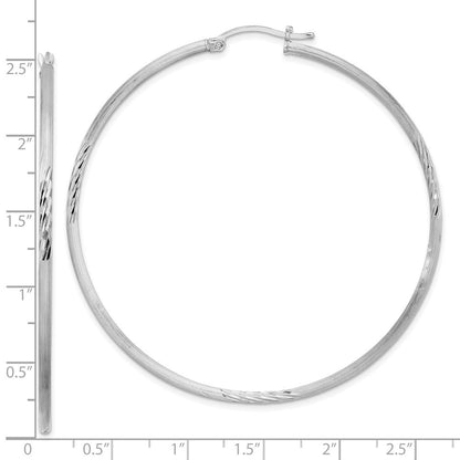 Sterlingsilber Rhodiniert 2mm Poliert/satin Diamantiert Creolen