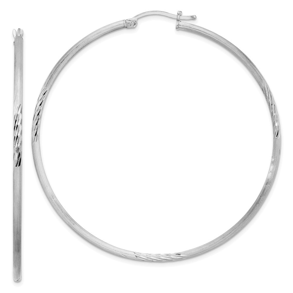 Sterlingsilber Rhodiniert 2mm Poliert/satin Diamantiert Creolen