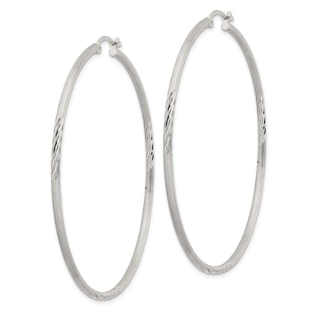 Sterlingsilber 2mm Poliert/satin Diamantiert Creolen