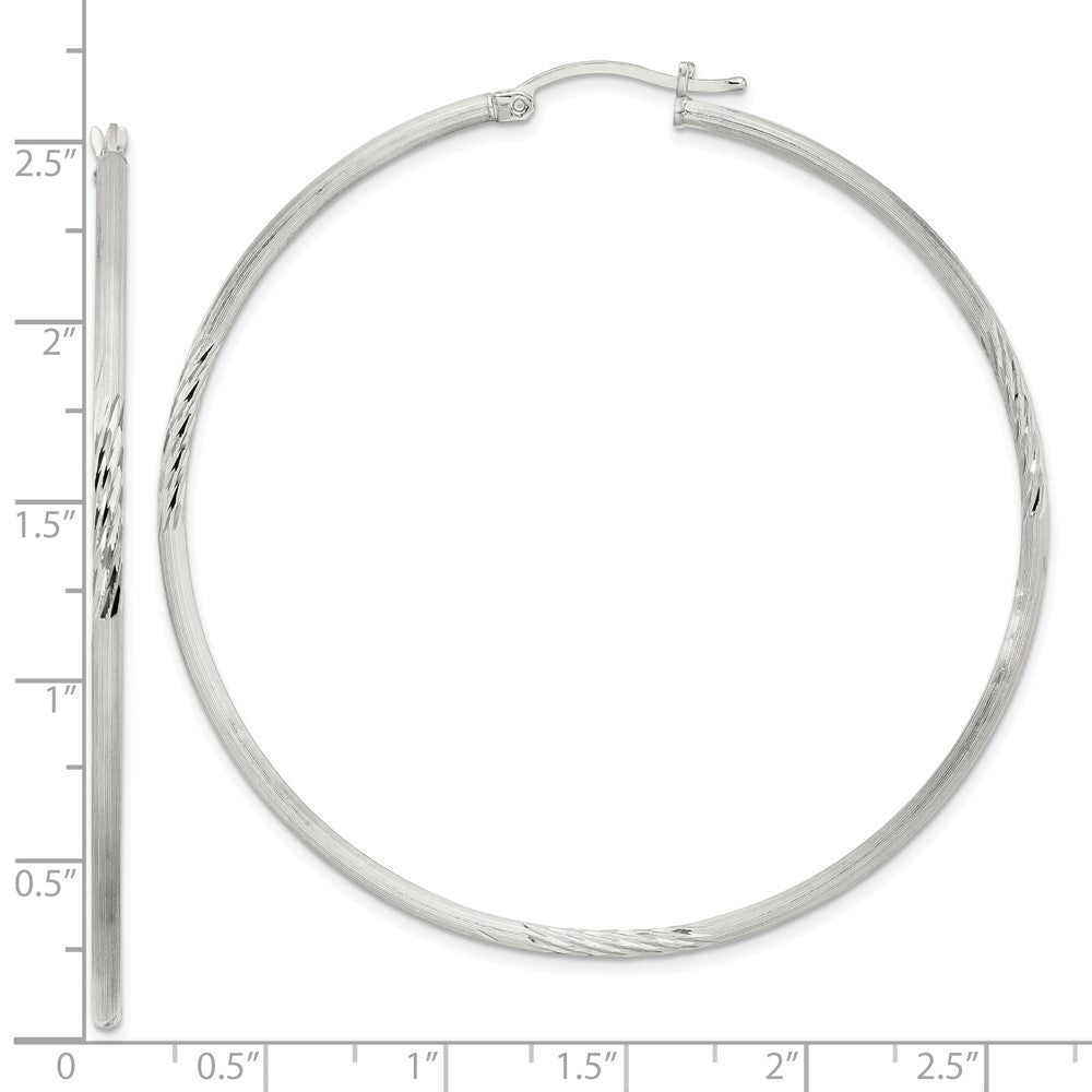Sterlingsilber 2mm Poliert/satin Diamantiert Creolen
