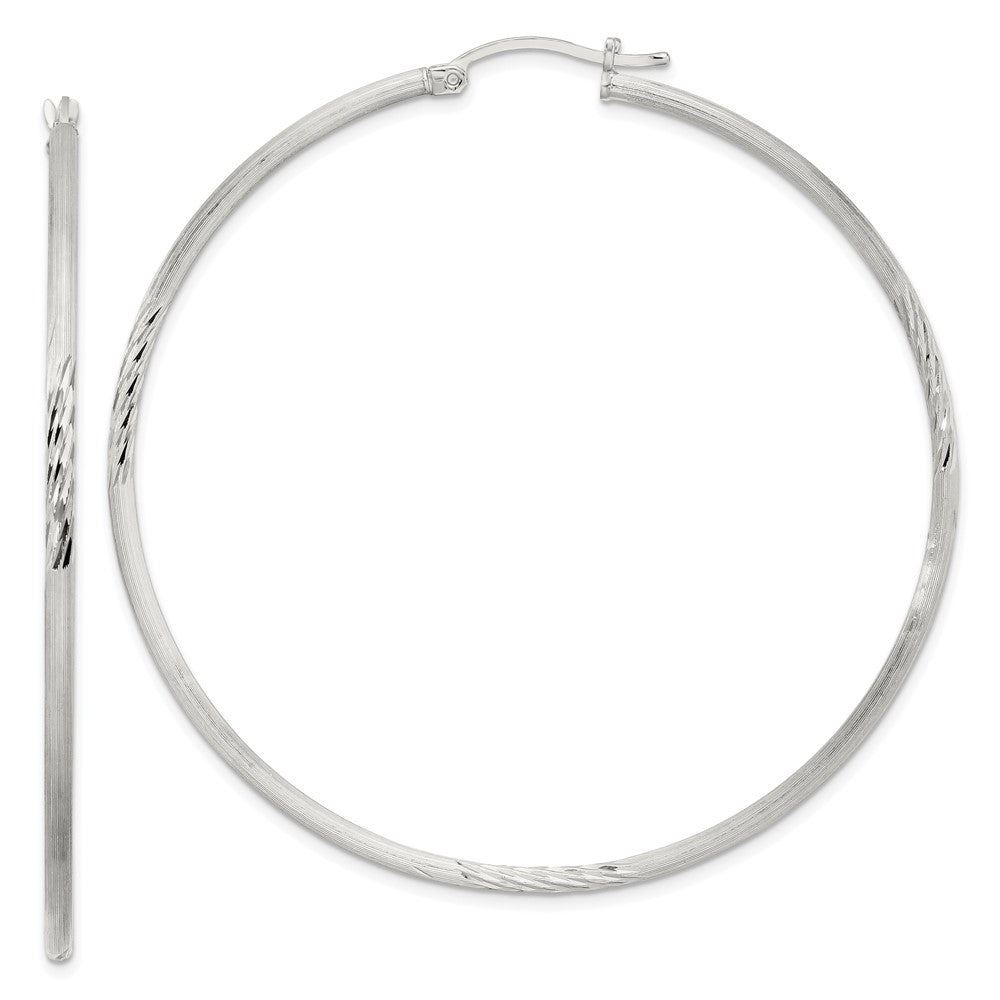 Sterlingsilber 2mm Poliert/satin Diamantiert Creolen