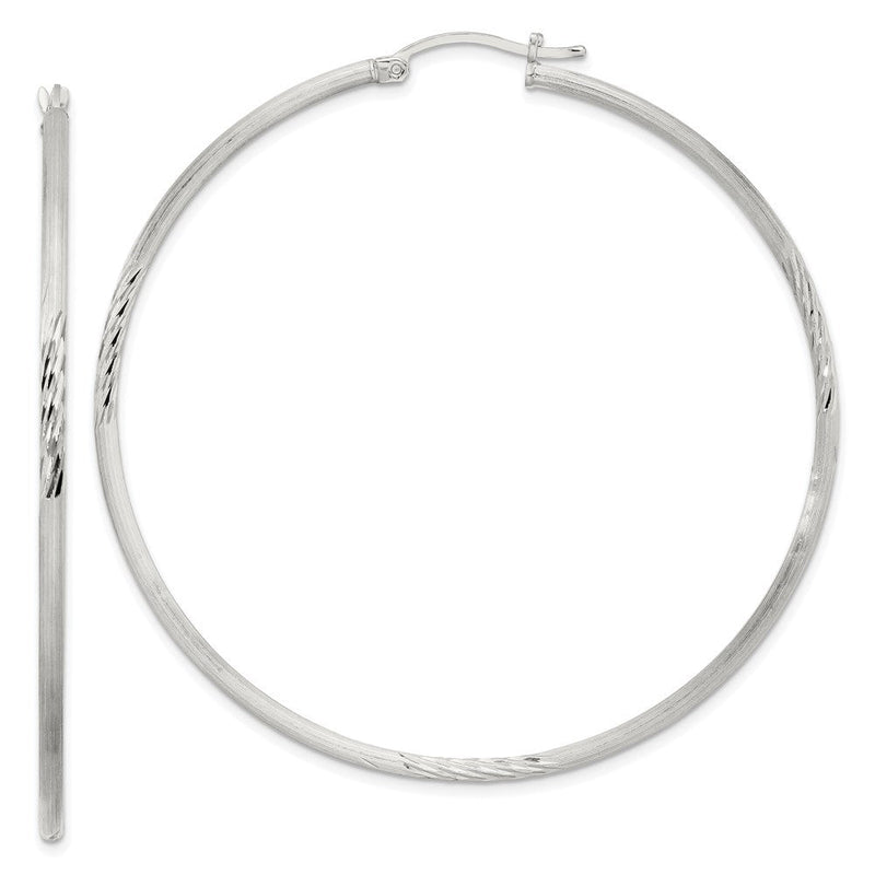 Sterlingsilber 2mm Poliert/satin Diamantiert Creolen