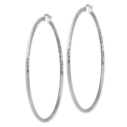 Sterlingsilber Rhodiniert 2mm Poliert/satin Diamantiert Creolen