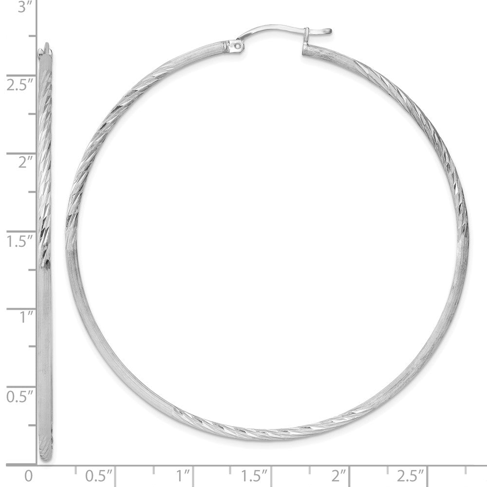 Sterlingsilber Rhodiniert 2mm Poliert/satin Diamantiert Creolen