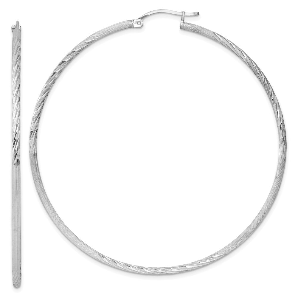 Sterlingsilber Rhodiniert 2mm Poliert/satin Diamantiert Creolen