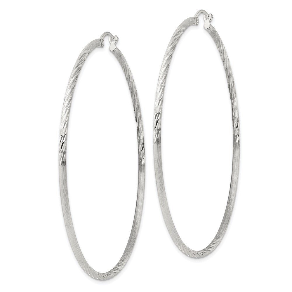 Sterlingsilber 2mm Poliert/satin Diamantiert Creolen