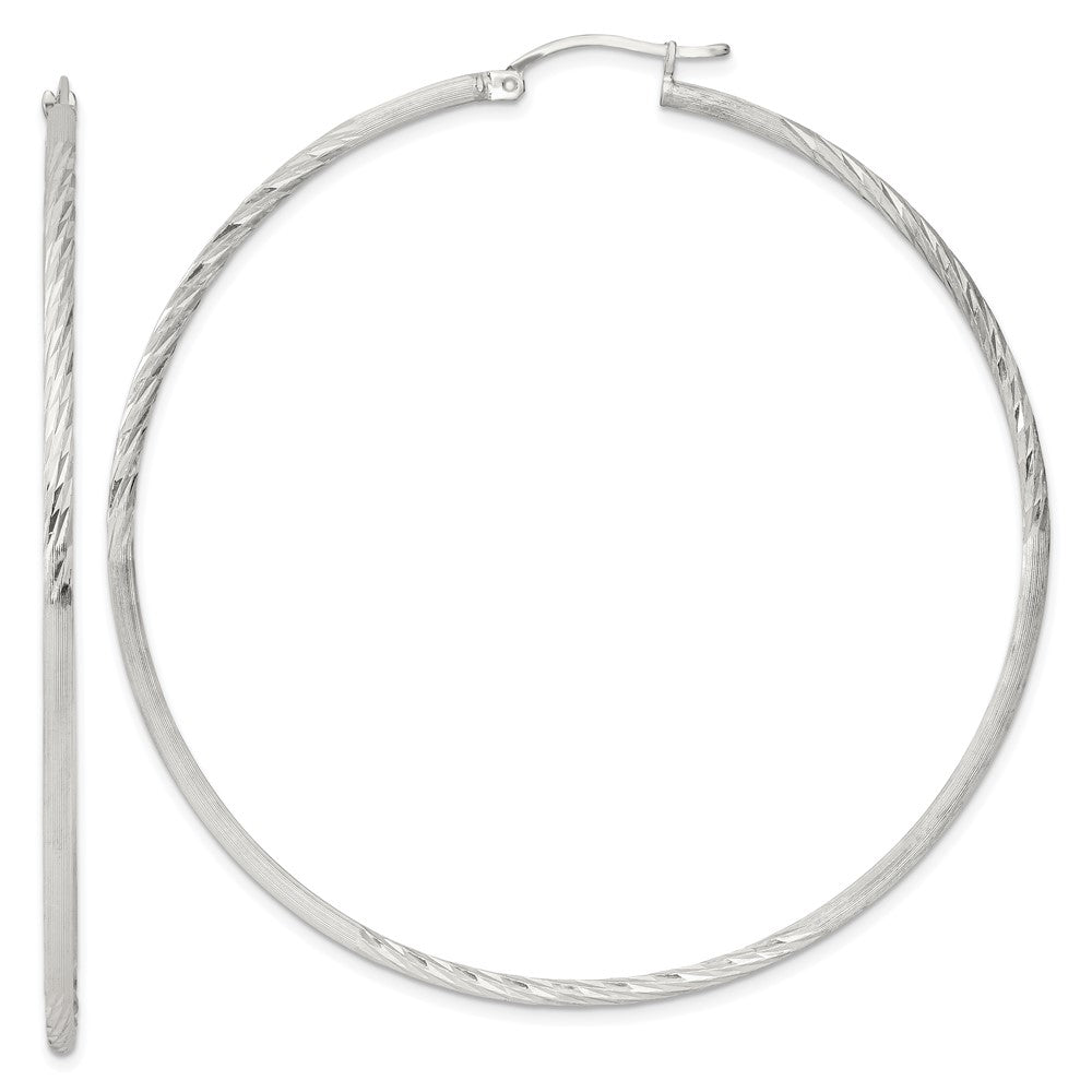 Sterlingsilber 2mm Poliert/satin Diamantiert Creolen