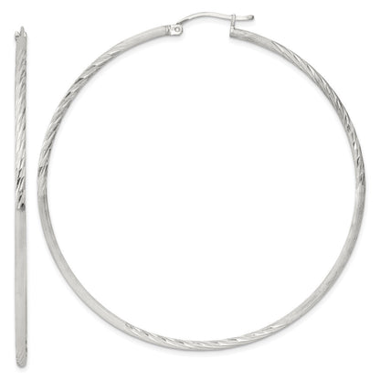 Sterlingsilber 2mm Poliert/satin Diamantiert Creolen