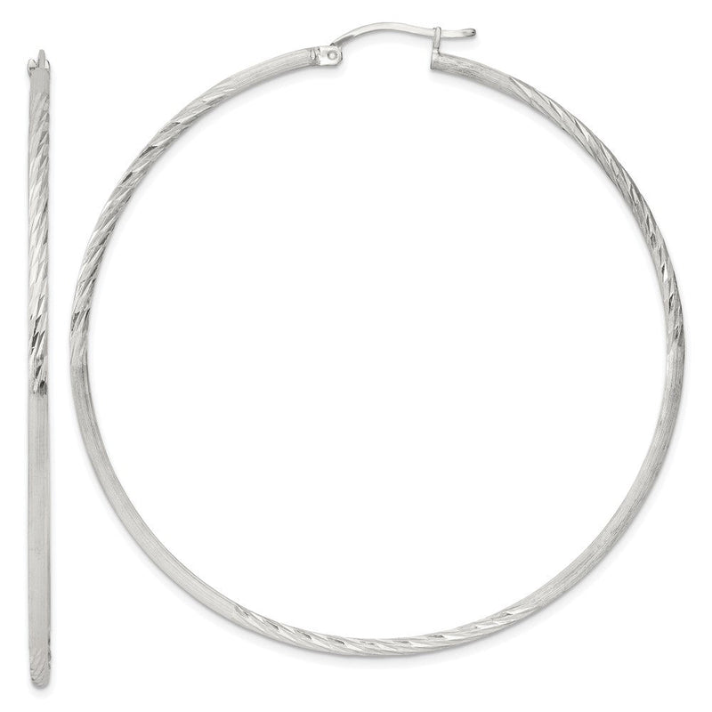 Sterlingsilber 2mm Poliert/satin Diamantiert Creolen