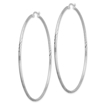 Sterlingsilber Rhodiniert 2mm Poliert/satin Diamantiert Creolen