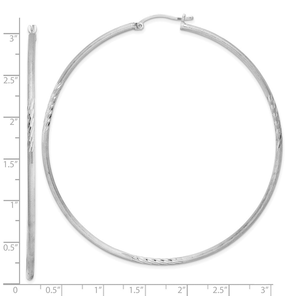 Sterlingsilber Rhodiniert 2mm Poliert/satin Diamantiert Creolen