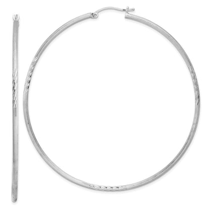Sterlingsilber Rhodiniert 2mm Poliert/satin Diamantiert Creolen