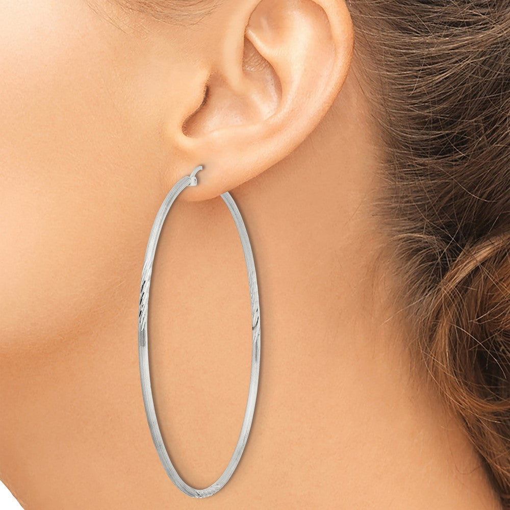 Sterlingsilber 2mm Poliert/satin Diamantiert Creolen