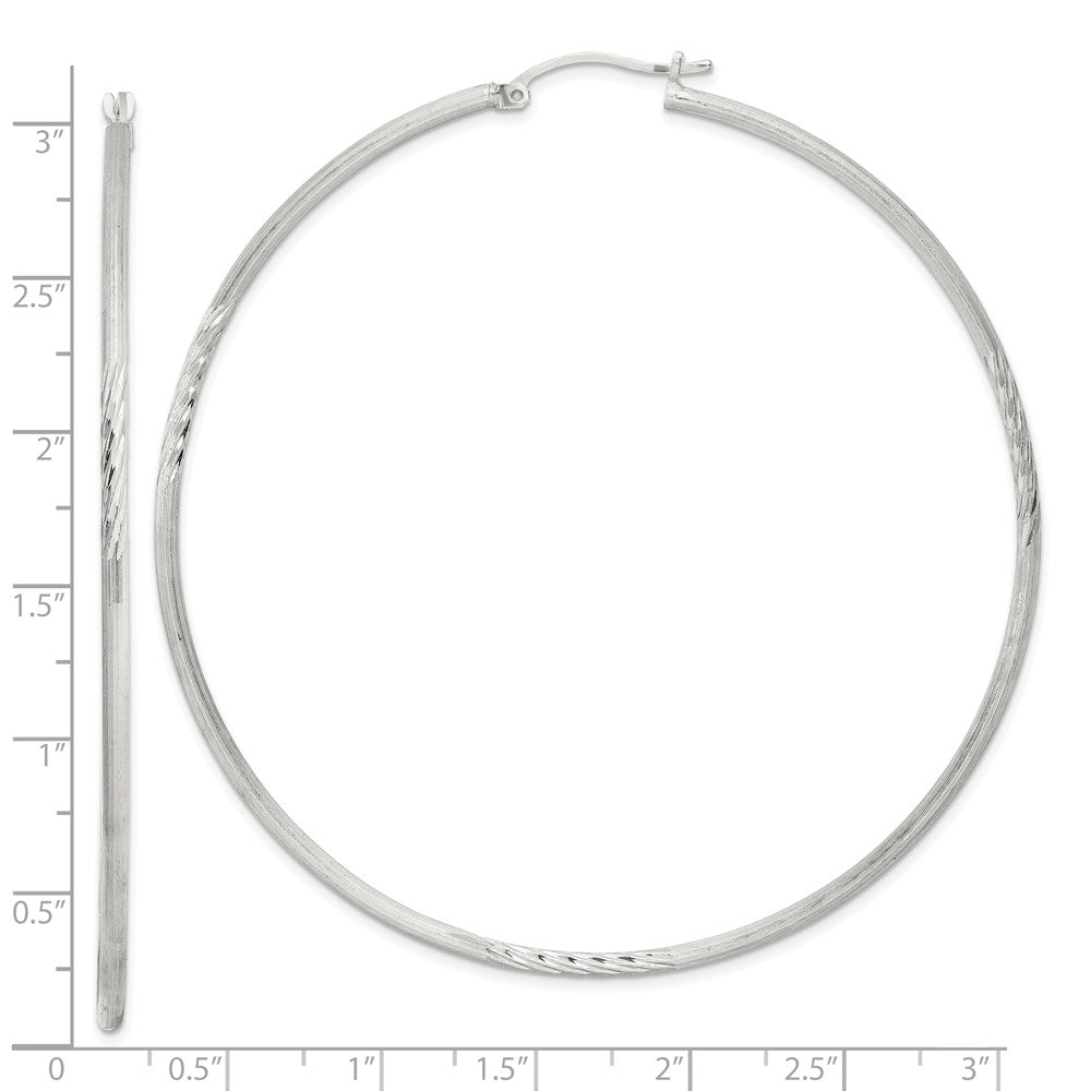 Sterlingsilber 2mm Poliert/satin Diamantiert Creolen