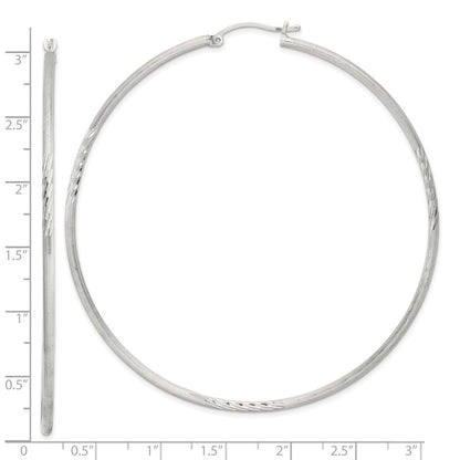 Sterlingsilber 2mm Poliert/satin Diamantiert Creolen