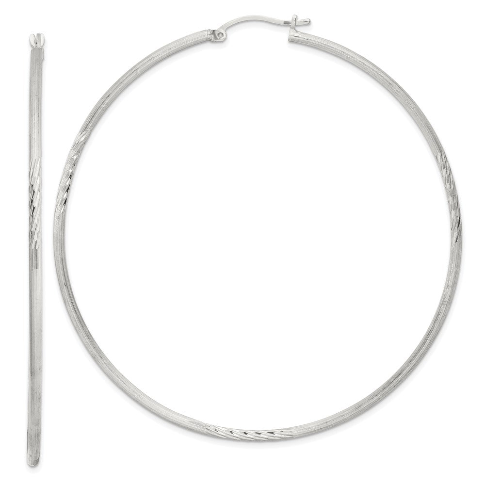 Sterlingsilber 2mm Poliert/satin Diamantiert Creolen