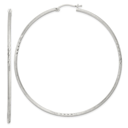 Sterlingsilber 2mm Poliert/satin Diamantiert Creolen