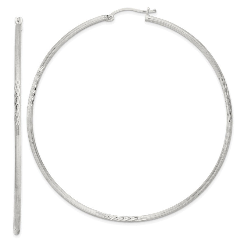 Sterlingsilber 2mm Poliert/satin Diamantiert Creolen