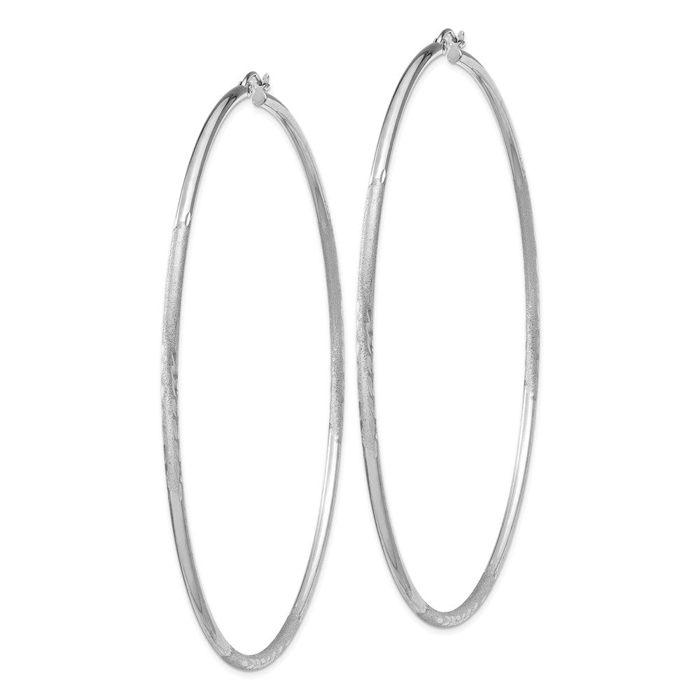 Sterlingsilber Rhodiniert 2mm Poliert/satin Diamantiert Creolen