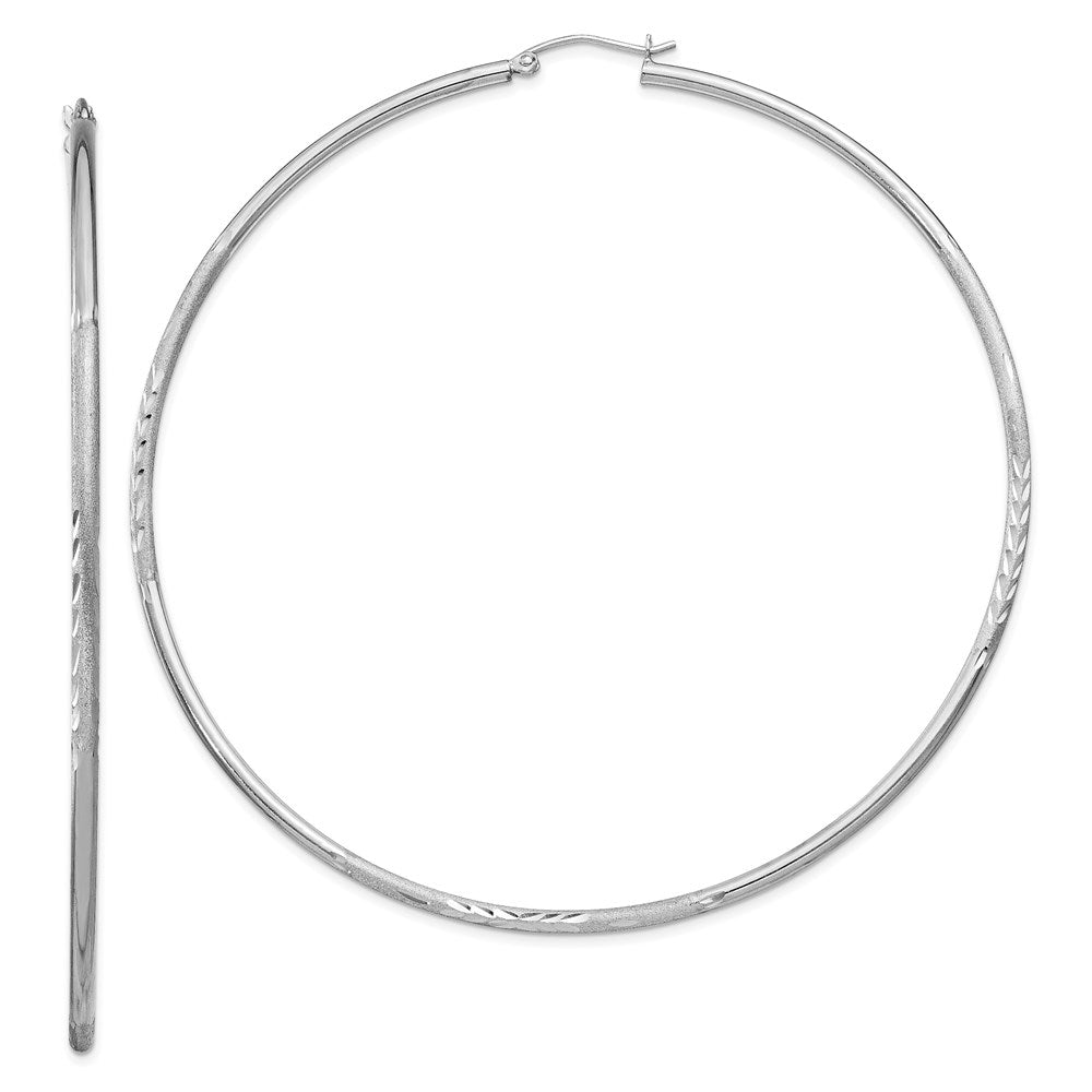 Sterlingsilber Rhodiniert 2mm Poliert/satin Diamantiert Creolen