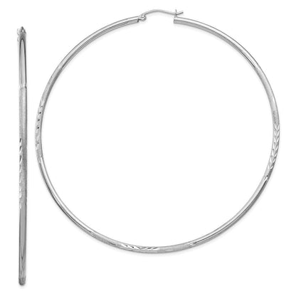 Sterlingsilber Rhodiniert 2mm Poliert/satin Diamantiert Creolen