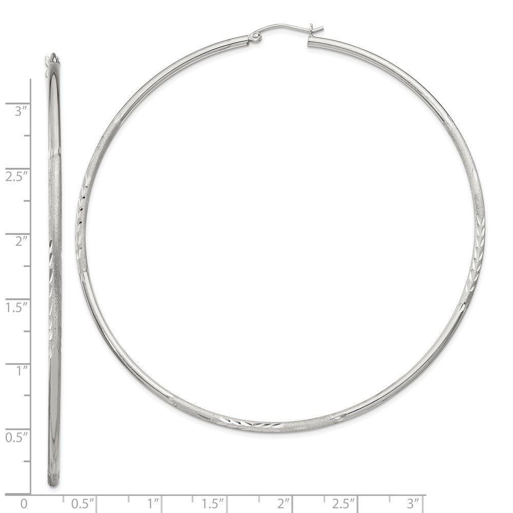 Sterlingsilber 2mm Poliert/satin Diamantiert Creolen