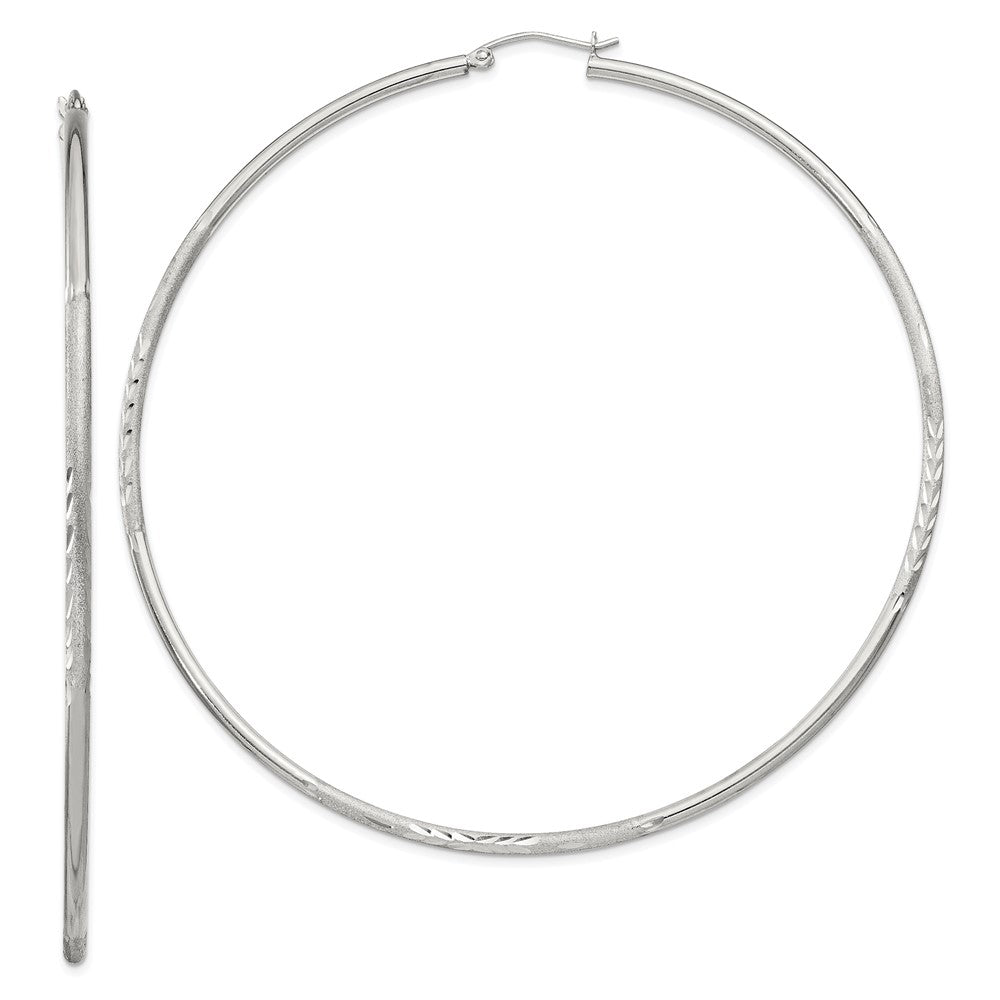 Sterlingsilber 2mm Poliert/satin Diamantiert Creolen