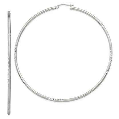 Sterlingsilber 2mm Poliert/satin Diamantiert Creolen