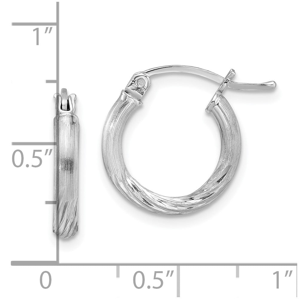 Sterlingsilber Rhodiniert 2.5mm Poliert/satin Diamantiert Creolen