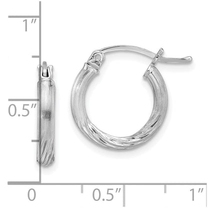 Sterlingsilber Rhodiniert 2.5mm Poliert/satin Diamantiert Creolen